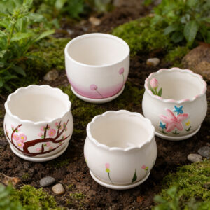 White round planter set