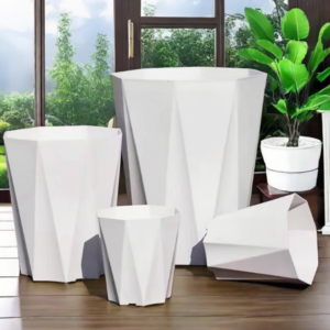White diamond shaped planter set